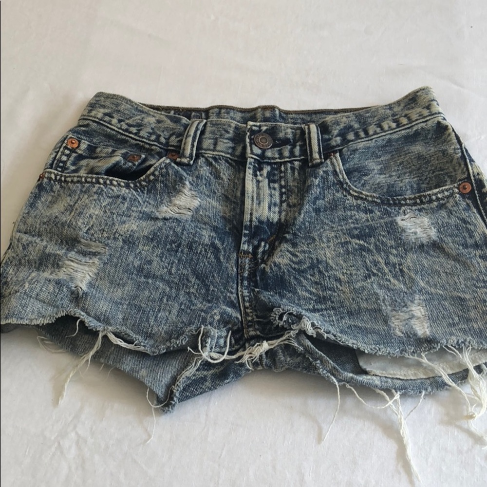 Levis 505 Acid Wash Cut Off Denim Shorts Size 25